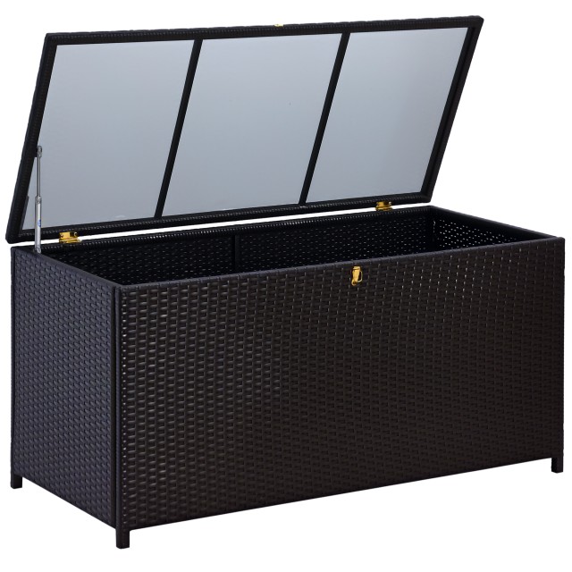 Outsunny Μπαούλο 284L Εξωτερικού Χώρου, PE Rattan & Ατσάλι, 118x54x...