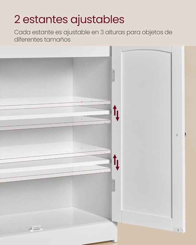 VASAGLE Ντουλάπι Μπάνιου 60x30x110cm με Ρυθμιζόμενα Ράφια και Ασφαλ...