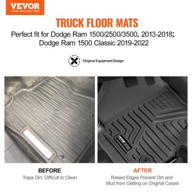 VEVOR  Πατάκια Αυτοκινήτου για Dodge Ram 1500/2500/3500 2013-2022  KCDBDDQRAM15AHRUDV0