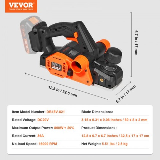 Ηλεκτρικός Φαλτσοπλάνης VEVOR 3-1/4 16500 RPM  WXDDSCBCBD314JESHV9