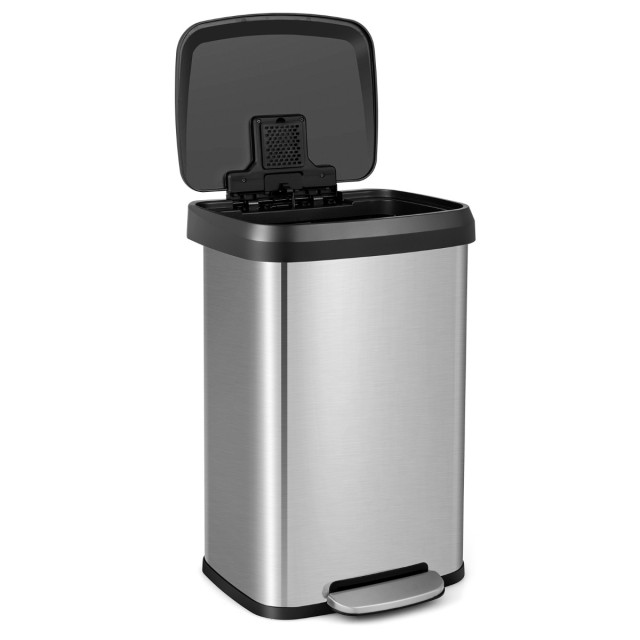 Costway Κάδος Απορριμμάτων 50L με Αθόρυβο Κλείσιμο και Αποσμητικό από Ανοξείδωτο Ατσάλι GY10006SL