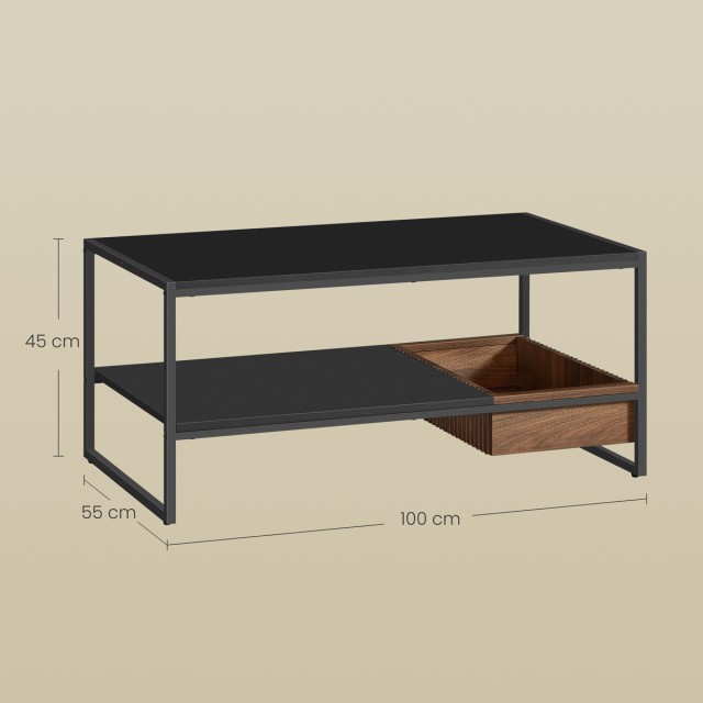 Τραπέζι Σαλονιού Με Ράφι 100x55x45cm Μαύρο LCT819B43 VASAGLE