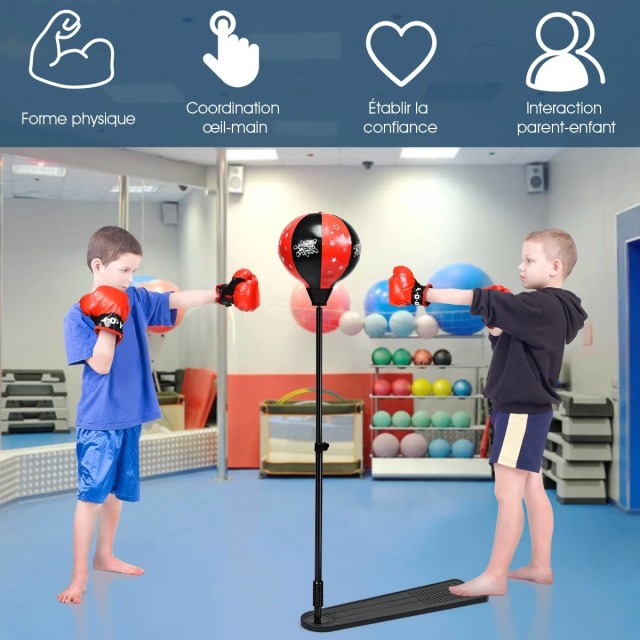 Παιδικό Σετ Πυγμαχίας Punching Ball με Ρυθμιζόμενο Ύψος 85–130cm SP38282 Costway