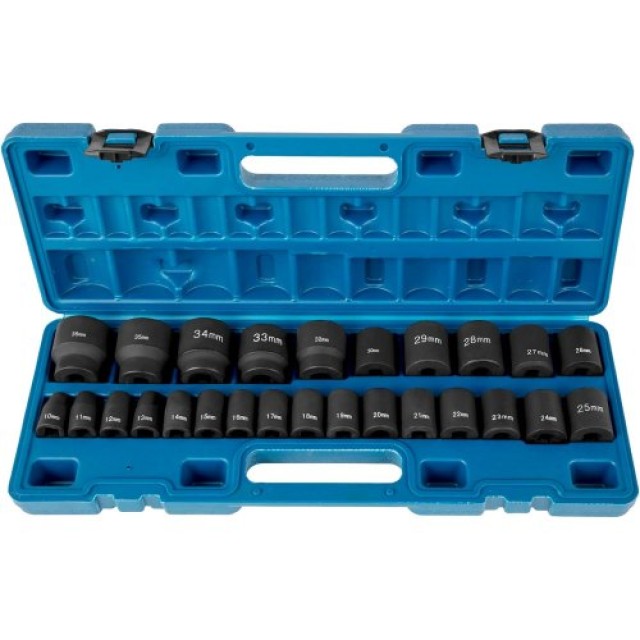 Σετ Καρυδάκια VEVOR 1/2 26 Τεμαχίων, 6-Γωνιακά, CR-MO, 10-36mm, με Θήκη Αποθήκευσης  CJTT12IN26PC00001V0