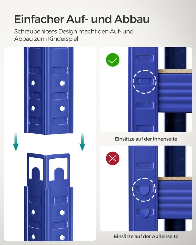 SONGMICS Βαρέως Τύπου Ραφιέρα 40 x 90 x 180 εκ, Μπλε, GLR040Q01 