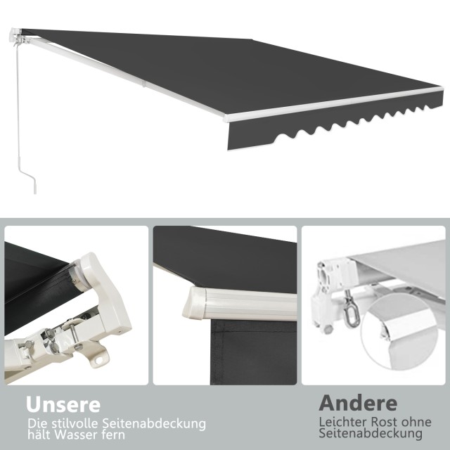 Costway Αναδιπλούμενη Σκίαση Αλουμινίου με Μανιβέλα, 3,6 × 3 μ, Γκρ... Costway Αναδιπλούμενη Σκίαση Αλουμινίου με Μανιβέλα, 3,6 × 3 μ, Γκρ...