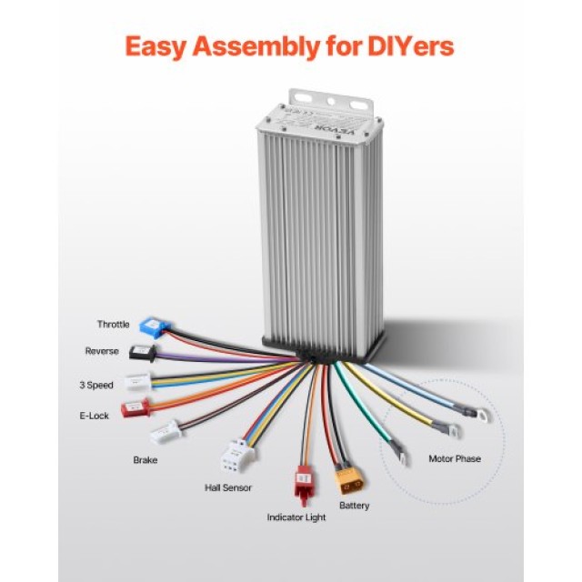 VEVOR Σετ Ηλεκτρικού Κινητήρα 1800W 48V 4500rpm με Ελεγκτή ZLWSDJTJ18007TVWHV9