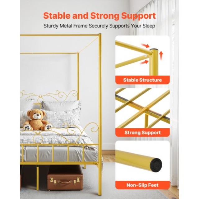 VEVOR Μεταλλικό Κρεβάτι Κανόπης Queen Size με Κεφαλάρι και Τέσσερις... VEVOR Μεταλλικό Κρεβάτι Κανόπης Queen Size με Κεφαλάρι και Τέσσερις...