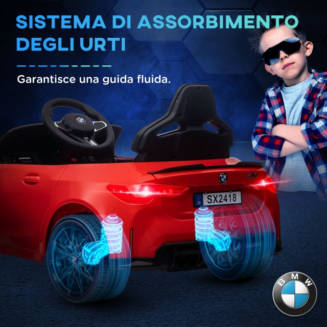 AIYAPLAY Ηλεκτρικό Αυτοκίνητο για Παιδιά με Άδεια BMW M4 με Τηλεχειριστήριο Κόρνα και Φώτα 108x69.5x51 cm Κόκκινο370-311V90RD