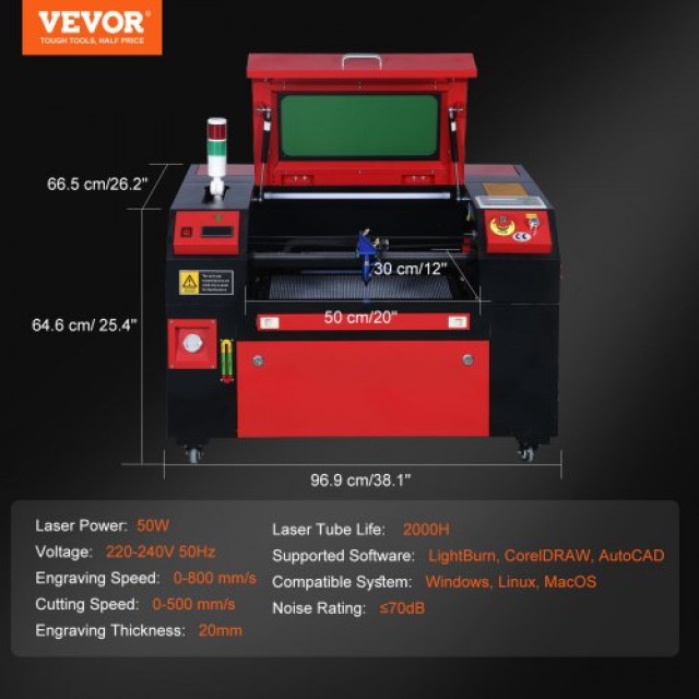 VEVOR 50W CO2 Laser Χαράκτης 300x500 mm  YTSDKJOCCO23058QHV2