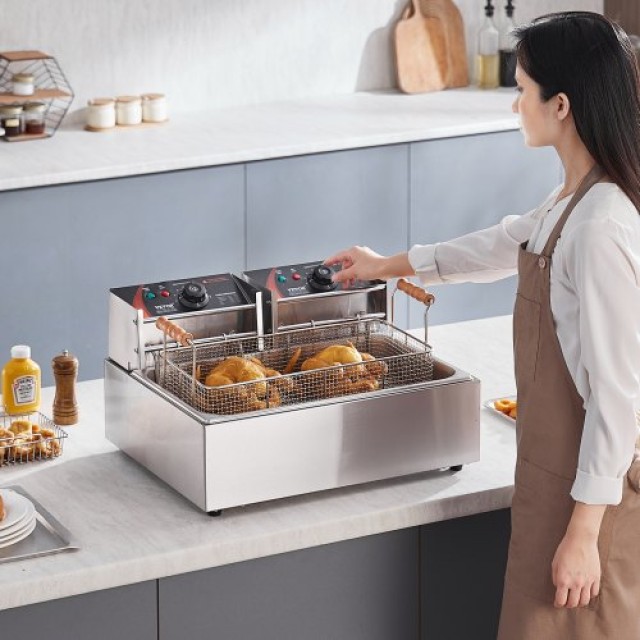 VEVOR Επαγγελματική Ηλεκτρική Φριτέζα 2500W 12L Ανοξείδωτη Αναβάθμι...