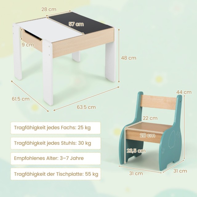 Costway Πολύχρωμη Ξύλινη Παιδική Καρεκλοτράπεζα με Αποσπώμενη Τσόχι... Costway Πολύχρωμη Ξύλινη Παιδική Καρεκλοτράπεζα με Αποσπώμενη Τσόχι...