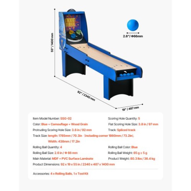 VEVOR 8 ft Arcade Game Table με Ηλεκτρονικό Σκορ και 4 Μπάλες GDQJ8FTJYK00N7P31V9