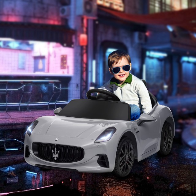 AIYAPLAY  Παιδικό Αυτοκίνητο 12V Maserati Gran Turismo Folgore με Τηλεχειριστήριο, Ηλικίες 3-5 Ετών, Γκρι  370-345V90GY