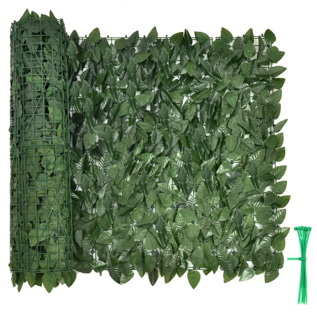 Costway  Πράσινος Τεχνητός Φράχτης 300 x 100 cm με 24 Τμήματα - Ανθεκτικός & Ρεαλιστικός Σχεδιασμός για Εσωτερικούς & Εξωτερικούς Χώρους NP10488-1