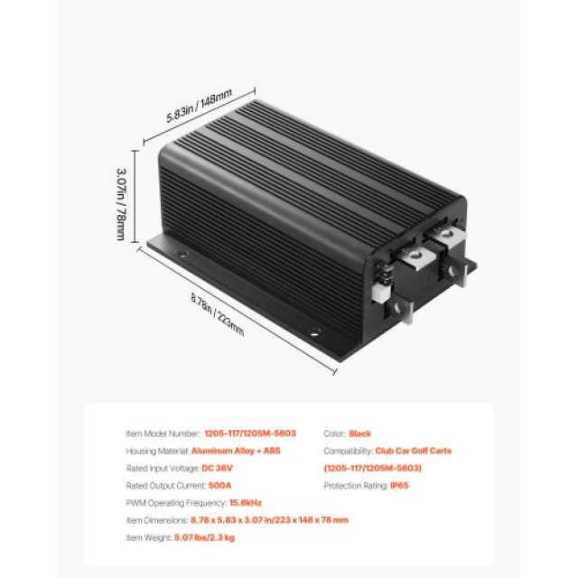 VEVOR Ελεγκτής Καροτσιού Γκολφ 36V 500A για Club Car 1205-117/1205M-5603 QCSDKZQXH120DFOFYV9