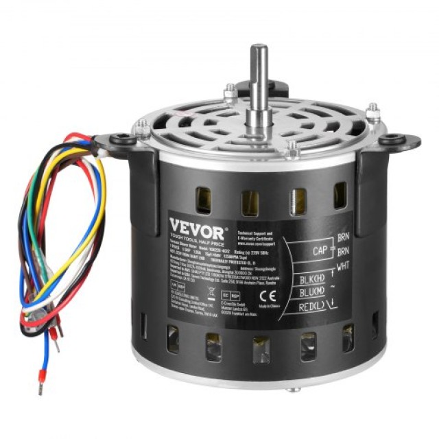 VEVOR Κινητήρας Φυσητήρα Καμίνου 1/3HP 220V 1.95A 1250RPM 3 Ταχυτήτων με Πυκνωτή 15μF/450V MSFGJDJ13HP3VA49AV7