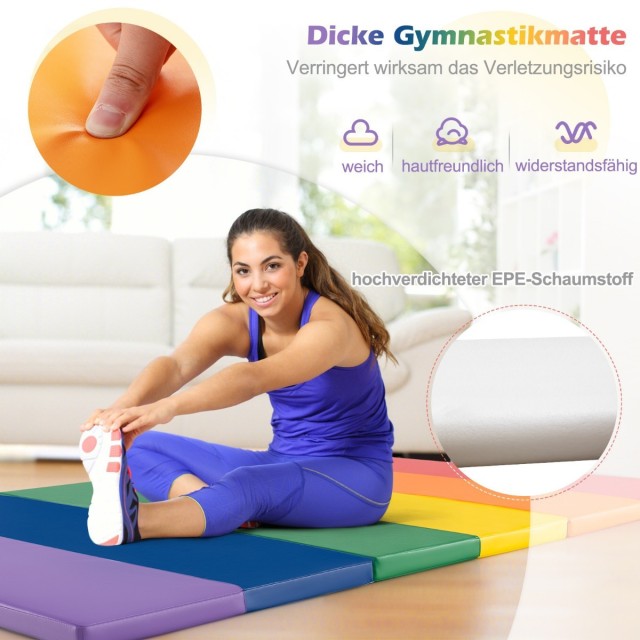 Costway Τριπλά Αναδιπλούμενο Στρώμα Γυμναστικής με Χειρολαβές και Α...