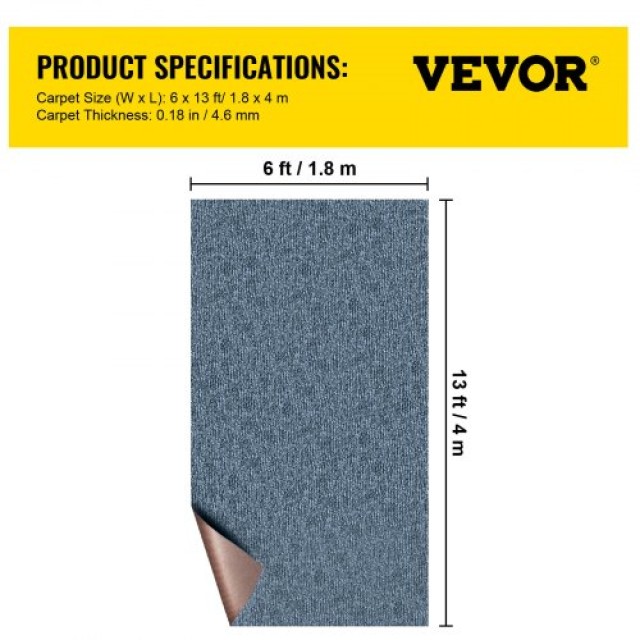 VEVOR Θαλάσσιο Χαλί 6x13ft Αντιολισθητικό Γκρι για Σκάφη & Εξωτερικούς Χώρους  JZXWDTHS1.8X4M001V0