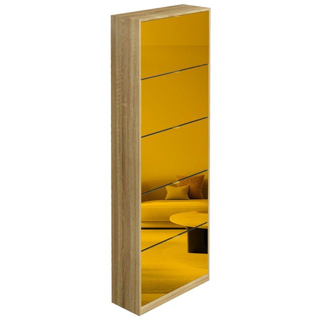 BAKAJI Λεπτή Καφέ Παπουτσοθήκη με 5 Πόρτες και Καθρέφτη με Εξοικονο...