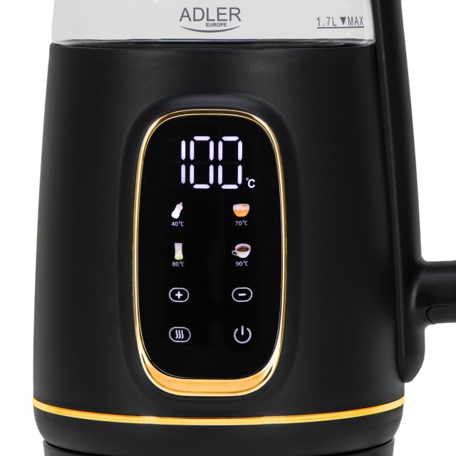 Adler Ηλεκτρικός Βραστήρας Γυάλινος με Οθόνη LED & Ρύθμιση Θερμοκρα...