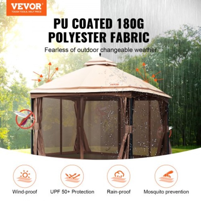 Κιόσκι Βεράντας VEVOR 10x13 FT με Κουνουπιέρα και Μεταλλικό Σκελετό  TYLTZZ10X13FTNM1UV0