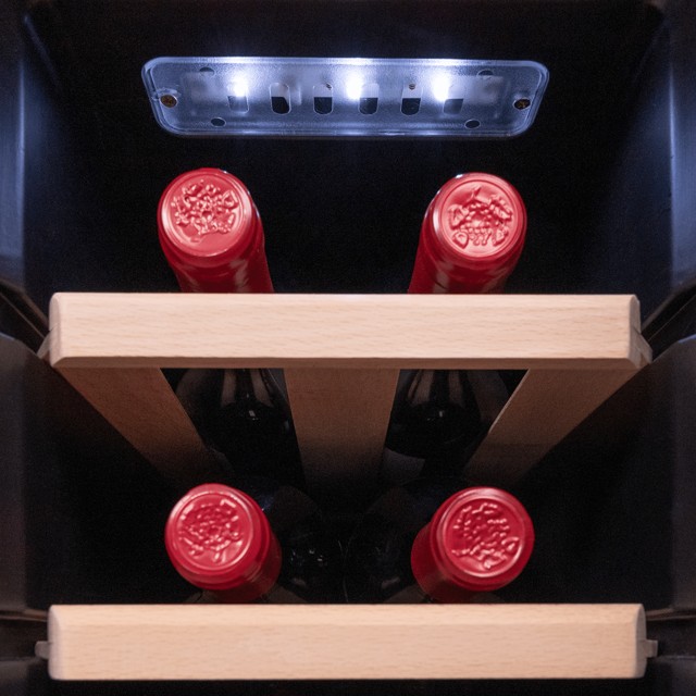 CECOTEC  Συντηρητής Κρασιών Bolero GrandSommelier 1270 CoolWood  Χωρητικότητα 12 Φιαλών και Θερμοηλεκτρική Ψύξη, Ρυθμιζόμενη Θερμοκρασία και Εσωτερικό LED Φωτισμό  CEC-100099
