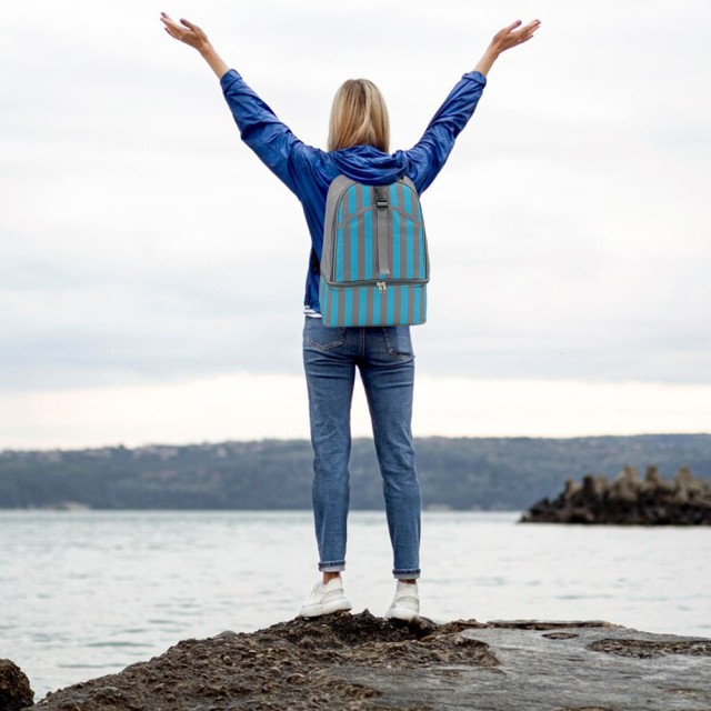 BAKAJI Τσάντα Ψυγείο Χειρός Χωρητικότητας 15L με Ρίγες 26x17x40cm 0...