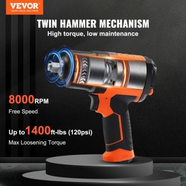 VEVOR Αερόκλειδο 1/2, 1400 ft-lbs, 4.6 lb, με Σετ Καρυδάκια & Θήκη  K1350N121650NFNRVV0