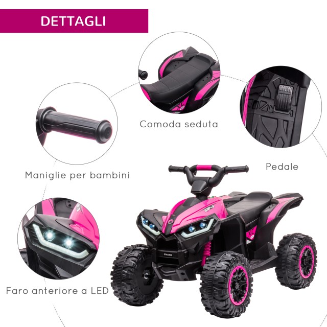 HOMCOM Ηλεκτρικό Τετράτροχο για Παιδιά 12V 2 Ταχύτητες Φαρδιές Ρόδε...