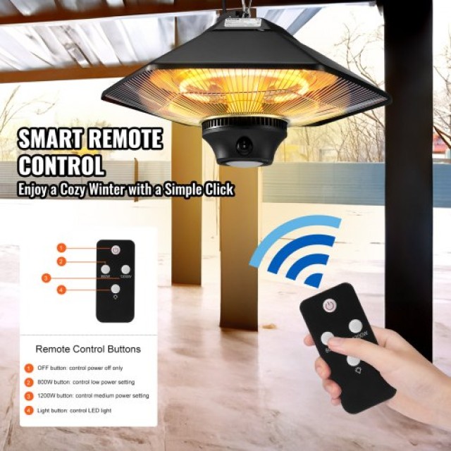 VEVOR Κρεμαστός Θερμαντήρας Βεράντας 2000W με Τηλεχειριστήριο  HWXJ...