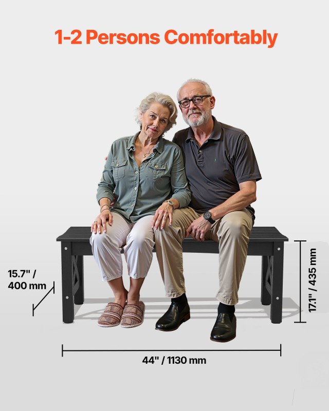 VEVOR Μαύρο Αδιάβροχο Παγκάκι Εξωτερικού Χώρου 113 cm GYZYSLHSWKBYU...