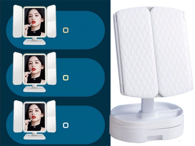 Καθρέφτης Μακιγιάζ LED με Μεγέθυνση και Αποθηκευτικό Χώρο 38 x 35 c...