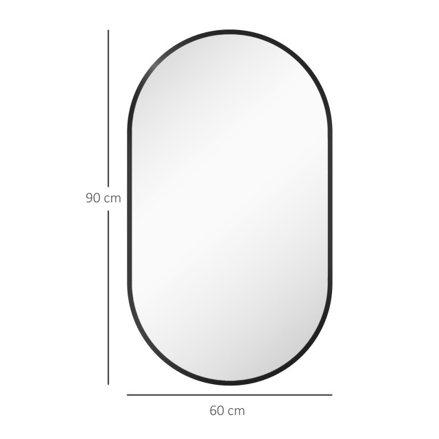 HOMCOM Οβάλ Καθρέφτης Μπάνιου 60x90cm με Μαύρο Αλουμινένιο Πλαίσιο ...