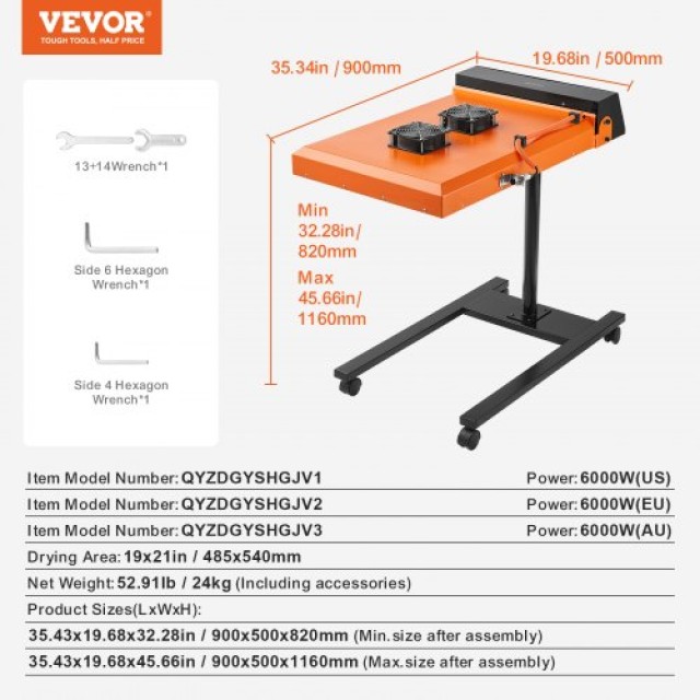 VEVOR Αυτόματο Στεγνωτήριο Μεταξοτυπίας 6000W 19x21 ιντσών  WKSWBHGJ20X2V9QWKV2