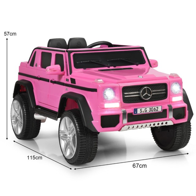 Costway  12V Αδειοδοτημένο Mercedes-Benz Maybach Μπαταριοκίνητο Jeep με Ανάρτηση Ροζ 110 x 70 x 55 εκ. TQ10259DE-PI