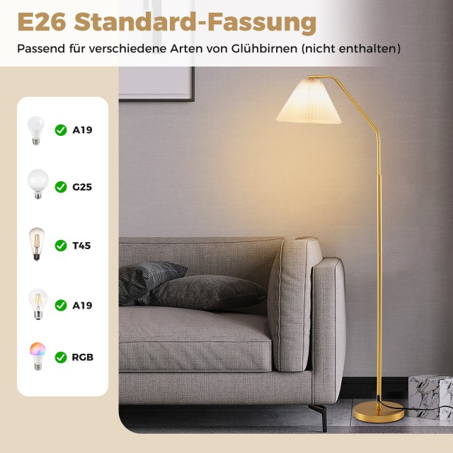 Costway  Επιδαπέδιο Φωτιστικό Καθιστικού 168cm με Υποδοχή E27 EU101...