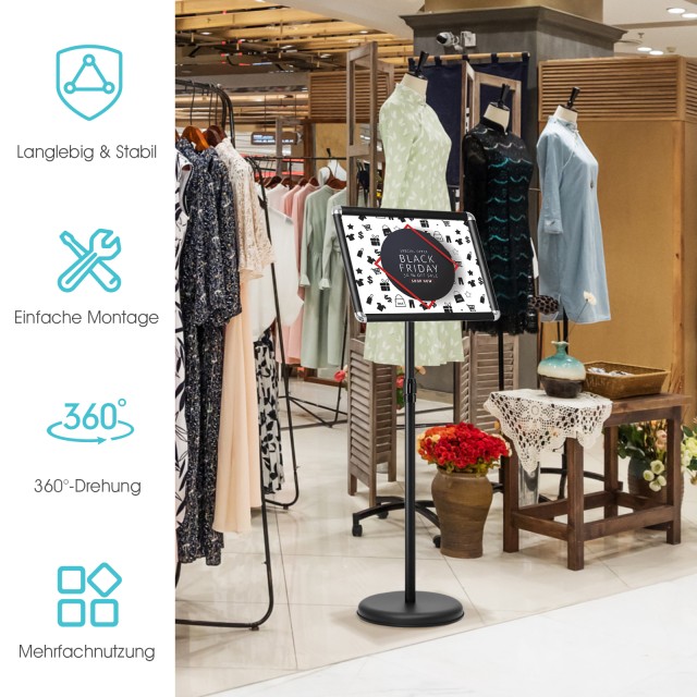 Costway Σετ 2 Ρυθμιζόμενοι Μαύροι Περιστρεφόμενοι Πινακίδες A3 CB10...