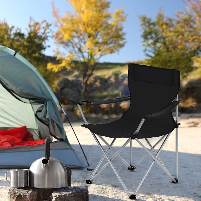Σετ 2 Πτυσσόμενες Καρέκλες Camping με Μπράτσα και Θήκη Ποτηριού 52 ...