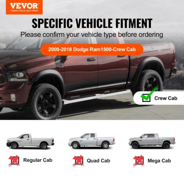 Σκαλοπάτια VEVOR 6 για Dodge Ram 1500/2500/3500 (2009-2023) Crew Cab, Ανοξείδωτα, 500LBS, 2 Τεμ.  KCTJBZDS2009Q4BQ4V0