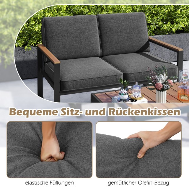 Costway Σετ Εξωτερικού Χώρου Αλουμινίου 2 Τεμαχίων με Άνετα Μαξιλάρ...