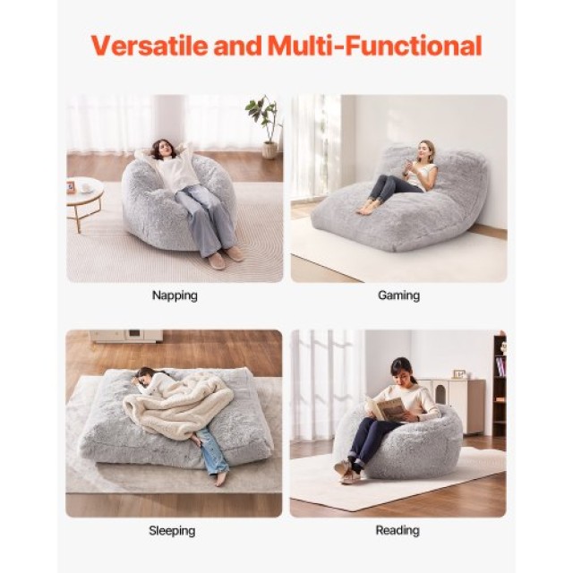 VEVOR Πολυμορφική Καρέκλα-Κρεβάτι Bean Bag Γκρι-Queen KZHCRDDYQUEEKD2VMV0