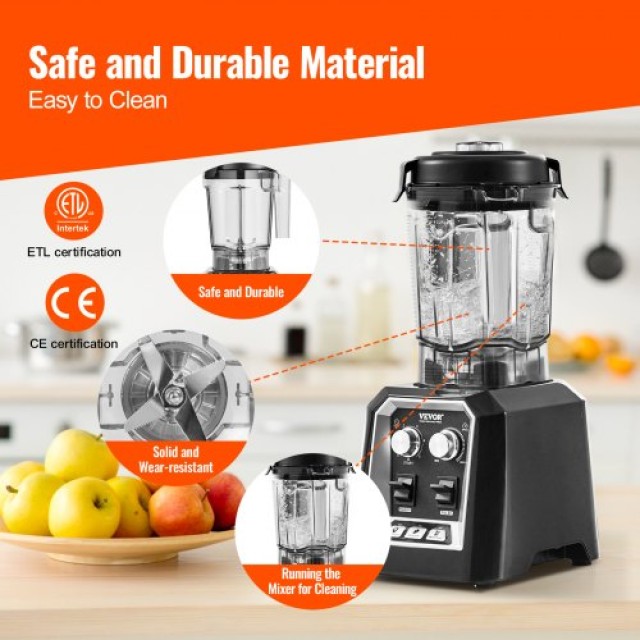 VEVOR Επαγγελματικός Μπλέντερ Πάγκου 68 oz για Smoothies & Shakes TSSBJ20L1400WO5FOV2