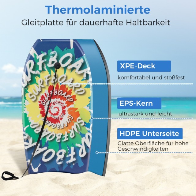Costway Ελαφριά και Ανθεκτική Σανίδα Bodyboard με Άνετο XPE Κατάστρ...