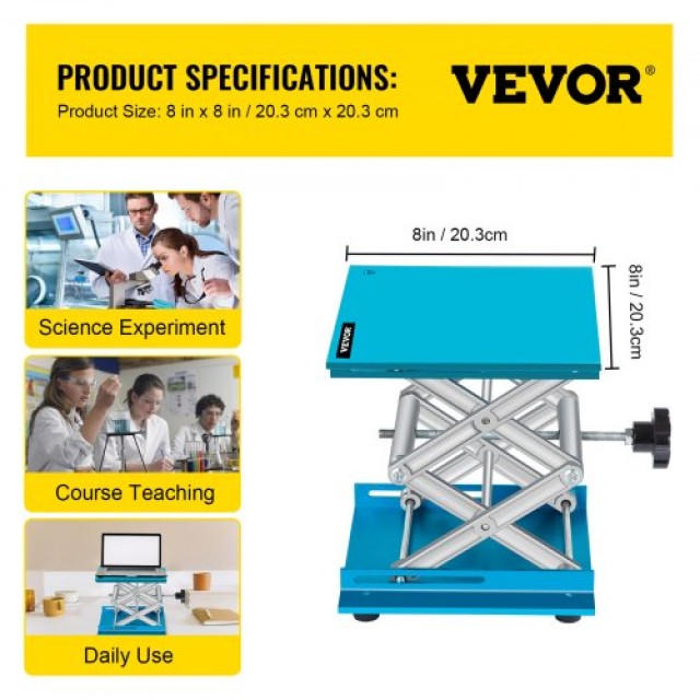 VEVOR Εργαστηριακός Γρύλος 8x8 με Ρυθμιζόμενο Ύψος 2.4-12, Φορτίο 40KG, Μπλε  SYSSJT20X20CM0001V0
