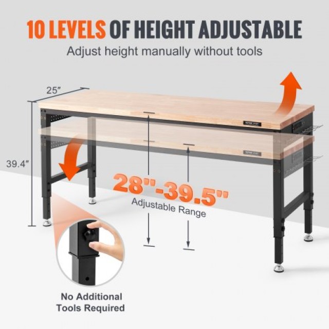 VEVOR  Εργαστηριακός Πάγκος με Πρίζα 1361kg GZZS72X25INCH5B8CV2