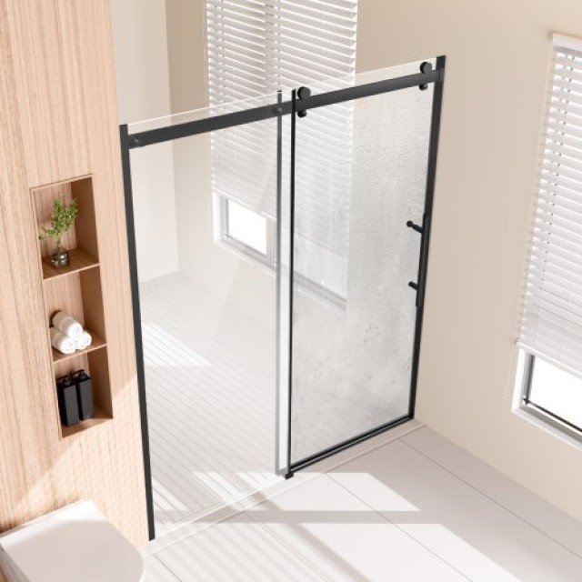 VEVOR  Πόρτα Ντουζιέρας Χωρίς Πλαίσιο 58-59 x 75 Μαύρο Ματ Γυαλί 5/16  WBKSYMTLYSM81UGS3V0