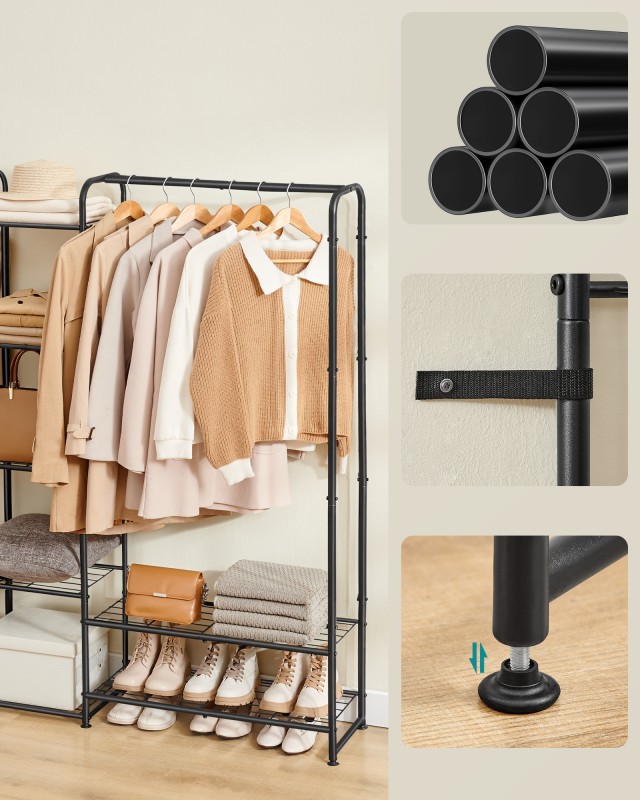 SONGMICS Μεταλλική Κρεμάστρα Ρούχων 29 x 183 x 158.4 cm με Ράφια Απ...