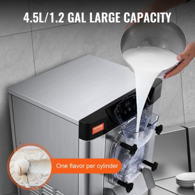 Επαγγελματική Παγωτομηχανή VEVOR 12 L/H Μονής Γεύσης  TMSYBQLJDKWA4CU69V2