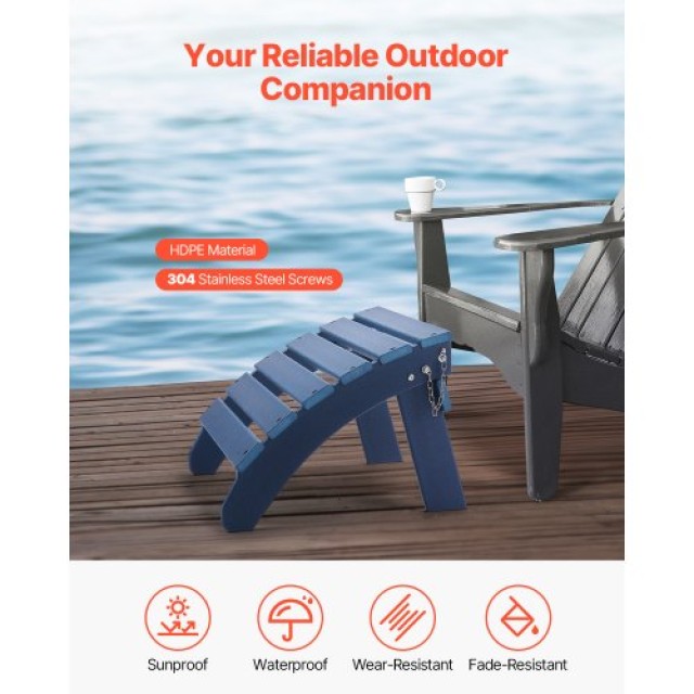 VEVOR Σετ 2 Υποπόδια Adirondack HDPE Μπλε KZDADLDKTTQP1RT1QV0